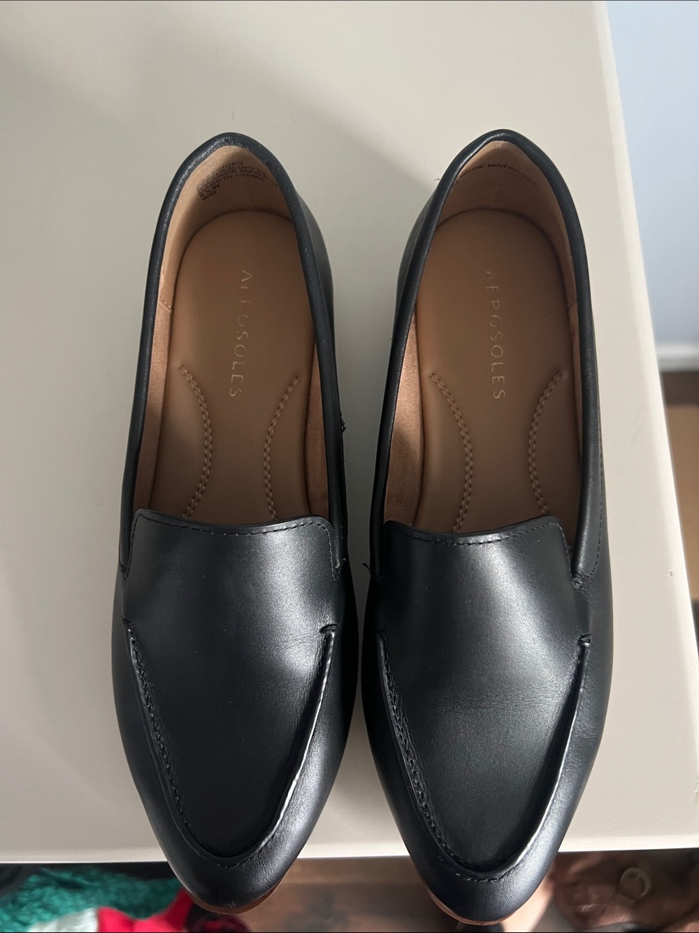 Aerosoles Black Leather Classic Slip-On Loafers